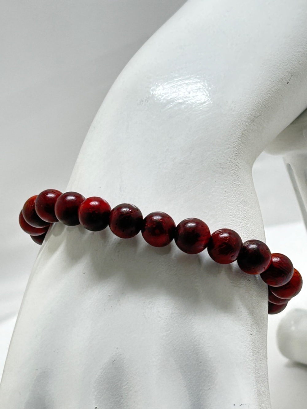 African Wood Beaded Bracelet, Stretch, Bohemian, Boho